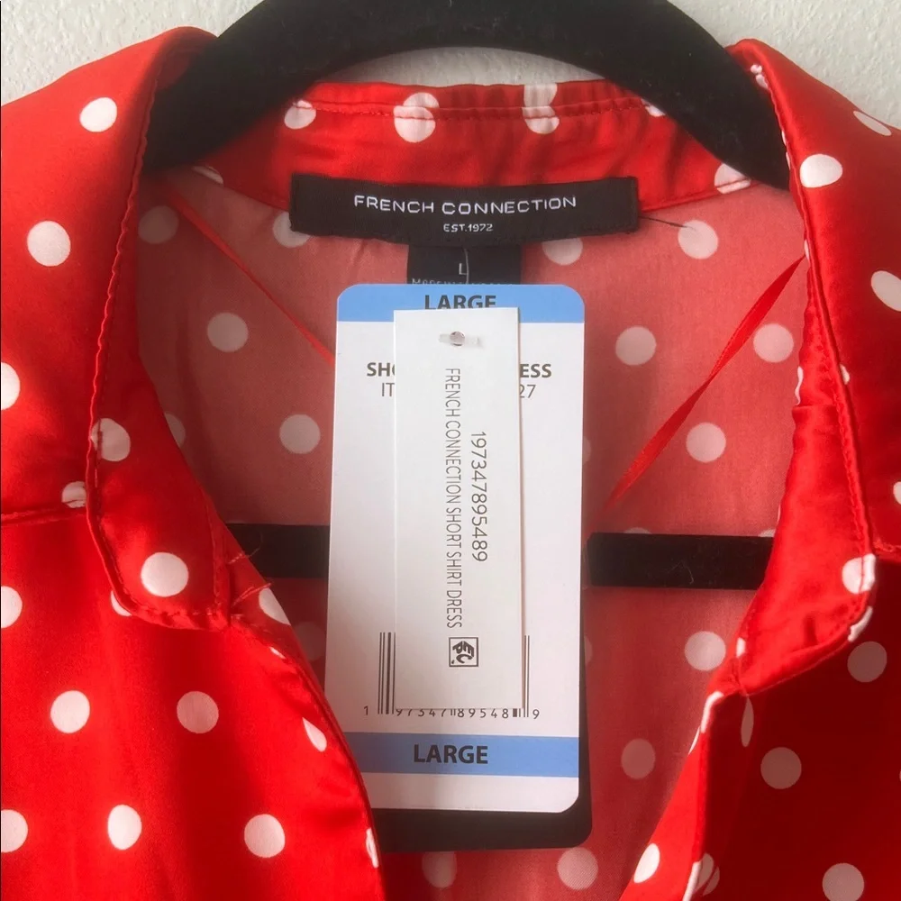 French Connection Red and White Polka Dot Mini Dress - Picture 2 of 7